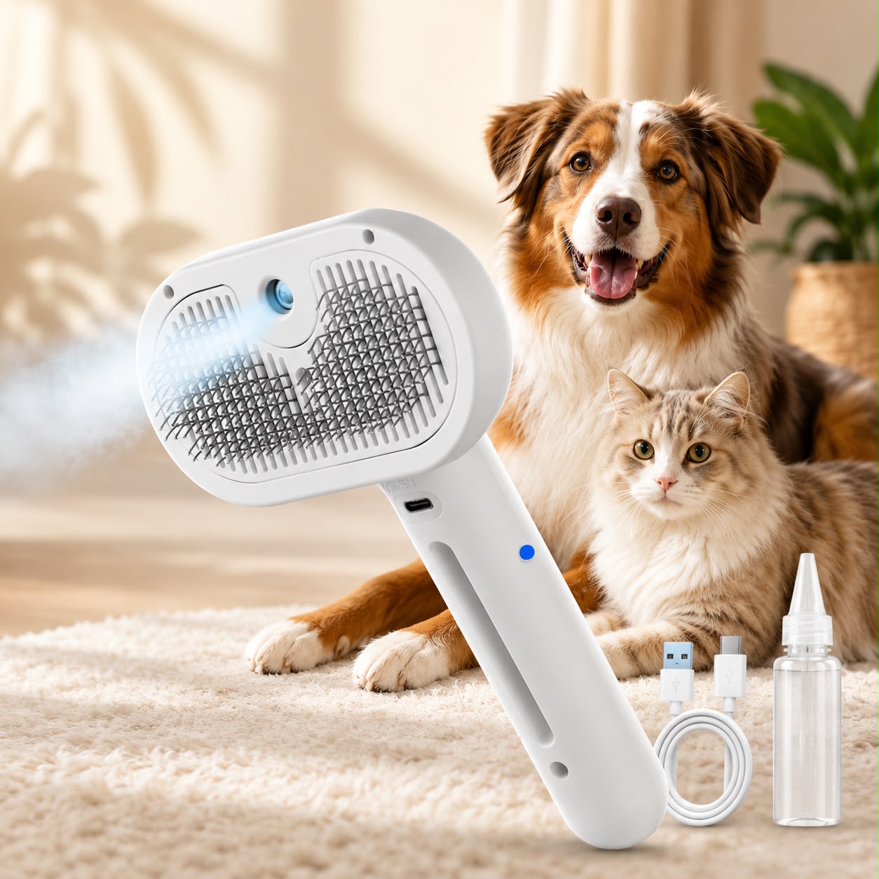 Moviora 3-in-1 Steam Grooming Brush