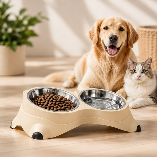 Moviora Premium Double Stainless Steel Pet Bowl