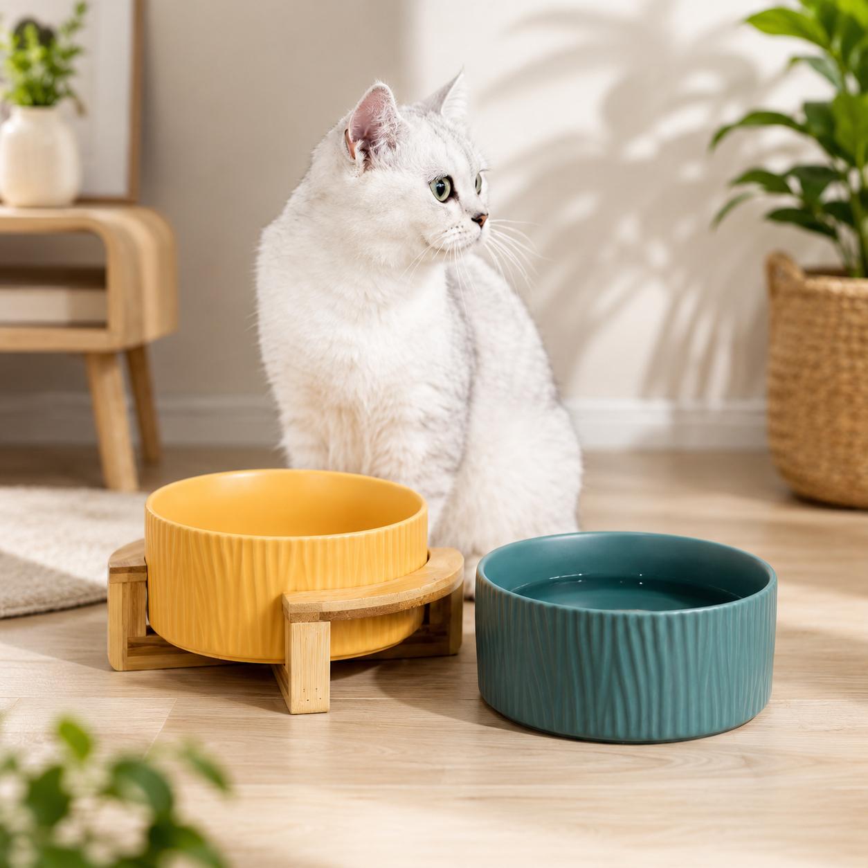 Moviora Premium Elevated Ceramic Cat Bowl